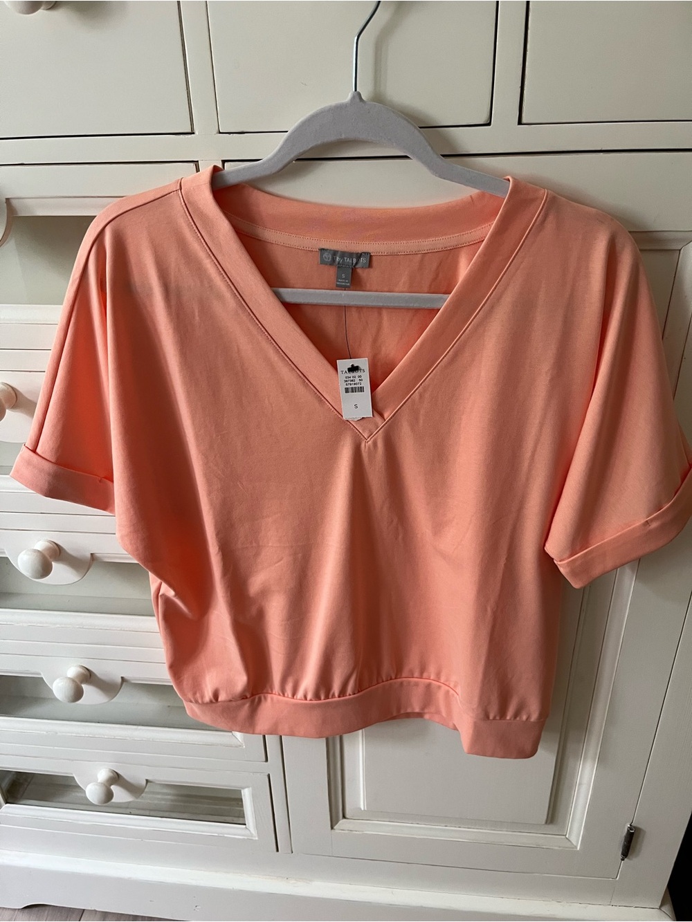 Cute Talbots Peach V-Neck short sleeve comfy summer tshirt top small NWT